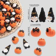 6 buah Manik Silikon Halloween Baru, Kepala dan Kurcaci 3D, Pola Pita Hitam - Sempurna untuk Kerajinan DIY, Pembuatan Perhiasan, Gantungan Kunci, Aksesoris Halloween - MultiWarna - View 3