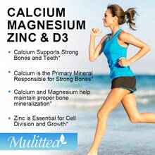 MULITTEA Calcium Magnesium Zinc Gummies | 60pcs | 300mg Ca, 51mg Mg, 7.5mg Zn + 75mcg Vit D3 | Bone Health, Nerve & Immune Support | For Women, Men & Teens | Non-GMO, Gluten/Nut-Free - One bottle (60 capsules) - 查看 5
