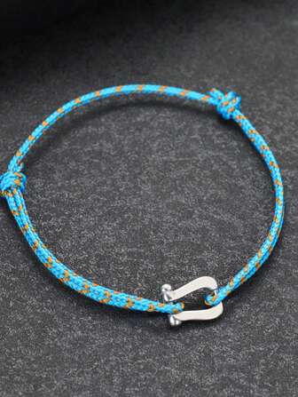 diffone Fashion Handmade 2mm Rope Adjustable Bracelet Charms Stainless Steel Easy Hook Men Bracelet For Men Armband Jewelry