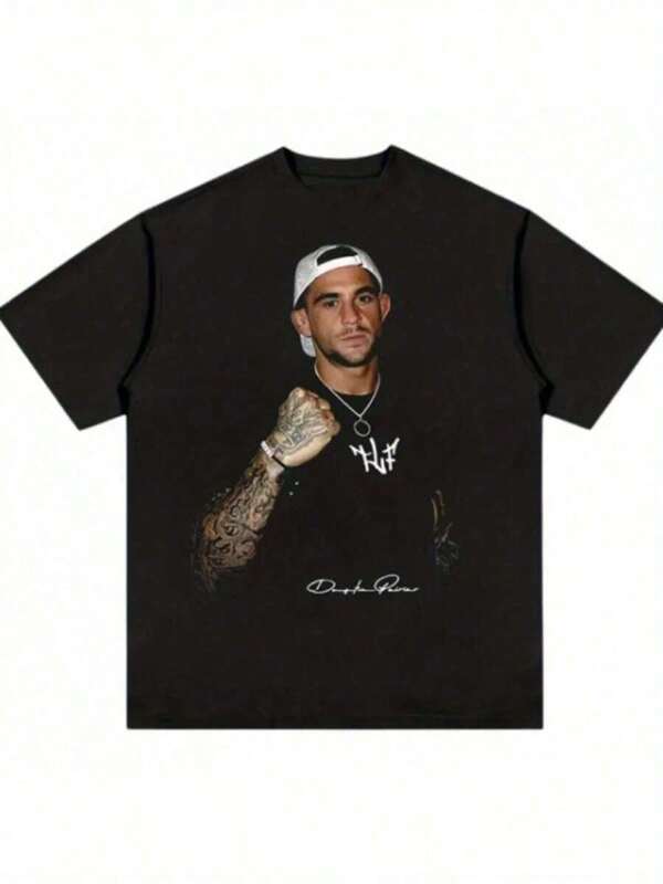 Men's Black Dustin Poirier Graphic T - Shirt Round Neck Cotton Top # High Street Fashion T-Shirts Graphic Tees Graphic Tees Men