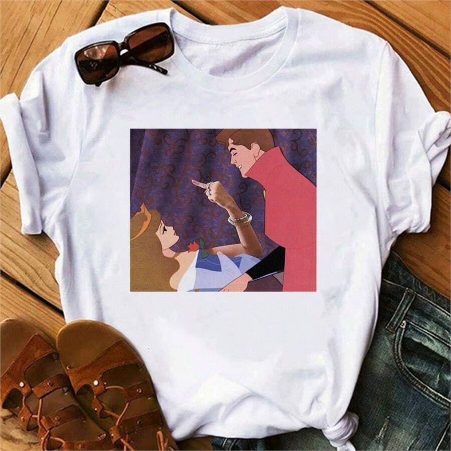 COOL SUMMER Female T-Shirt Princess Mermaid ArielS Printed T Shirt Women Summer Casual Harajuku Tshirt Funny Short Sleeve Girl Top Tee - trắng - Xem 1