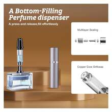 Perfume Atomizer Refillable, 5ML Travel Spray Bottle, Portable Fragrances Scent Dispenser For Women Men Travel Silver