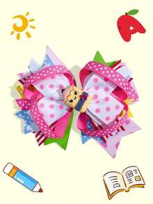 1pc 4.5 Inch Back To School Ponytail Girl Hair Bow Children Girl Hair Bows With Clips For Festivals Party School Girls Graduation Season Hairgrips For First Day Of School Classroom Girls Students,Kids Hair Accessories - A - View 9