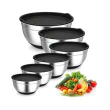 5pcs/Set Stainless Steel Mixing Bowls With Lids, Nesting Bowls For Kitchen Baking, Serving, Sealing, Heavy Duty And Dishwasher Friendly, Kitchen Utensils & Accessories