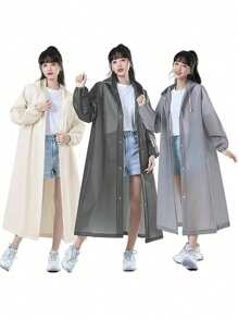 1 pièce Imperméable long noir unisexe Manteau de pluie avec capuche Veste de tranchée pour randonnée extérieure Manteau de pluie pour l'école, le bureau, la maison, les voyages (Avant l'achat, vous devez déterminer la taille correspondante selon le tableau des tailles.)