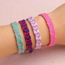 10pcs/Pack Fashionable Colorful Woven Adjustable Friendship Bracelets With Tassels, Suitable For Gifts To Family, Friends, Daily Wear, Jewelry Party