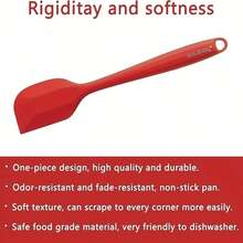6-Piece Red/Black Seamless Silicone Spatula Set - Heat-Resistant And Flexible Silicone Spatulas For Kitchen Cooking, Baking, Stirring Yogurt And Spreading Butter - Non-Stick And Easy To Clean, Premium Tableware, Easy To Use In Dishwashers, High-Quality Baking Set, Thanksgiving Gift, Halloween Gift, Christmas Gift - 紅色 - 查看 6
