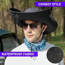 ALANGDUO - Sombreros para el sol de cabeza grande y ala súper ancha para hombres, talla XXL, gran sombrero de pesca para safari, jardinería, senderismo - Negro - - Ver 11