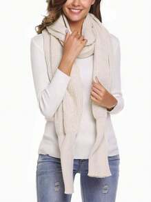 1pc Women's Solid Color Knitted Shawl With Sleeves, Versatile Neck Warmer Scarf, Suitable For Autumn/Winter Wear, Office, Campus, Air-Conditioned Rooms