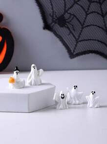 10Pcs Random Color Mini Resin Halloween Decorations - DIY Desktop Small Ornaments, Includes Skull, Ghost, Castle, Bat, Grim Reaper & Duck Figures, Ideal For Home Decor, Perfect For Desktop Display And Party Favors