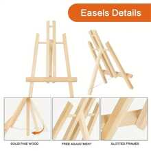 6 bucăți din lemn, inclusiv șevalet + tablă de desen + paletă + pensulă + pensulă de ulei, suport de șevalet pentru pictură, pânză, artă și meșteșuguri - design trepied, afișaj portabil pe desktop pentru opere de artă, fotografii și semne, pentru rechizite școlare, înapoi la școală