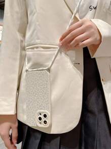 Perforated Straight Edge Yellow Leopard Print Painted Elongated Lanyard Shockproof Phone Case Waterproof Anti-Fall Scratch Resistant