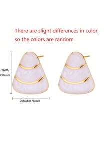 1 par de brincos triangulares esmaltados coloridos para mulheres, banhados a ouro, brincos geométricos de aço inoxidável, joias para piercing