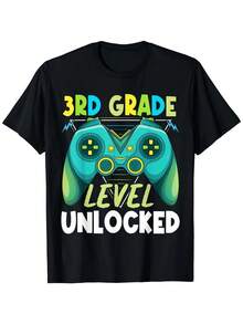3rd Grade Level Unlocked First Day Back To School Kids Boys T-Shirt - 黑色 - 查看 1