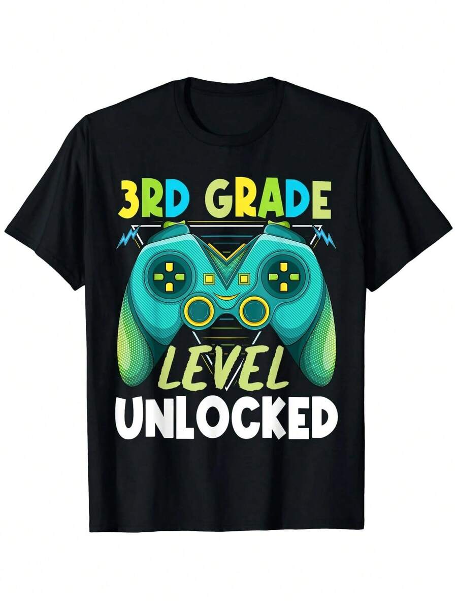 3rd Grade Level Unlocked First Day Back To School Kids Boys T-Shirt - 黑色 - 查看 1