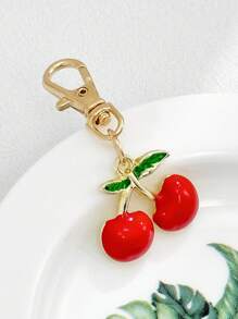 1 pieza/4 piezas Llavero/colgante con gota de aceite de cereza y fresa | Accesorio con forma de fruta adorable para bolso/teléfono, un pequeño regalo encantador para amigos y seres queridos, esencial para accesorios de coche de chicas góticas y Y2K