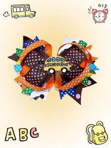 1pc 4.5 Inch Back To School Ponytail Girl Hair Bow Children Girl Hair Bows With Clips For Festivals Party School Girls Graduation Season Hairgrips For First Day Of School Classroom Girls Students,Kids Hair Accessories - A - View 4