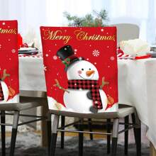 4pcs/6pcs/280pcs Christmas Chair Covers, Red Background Snowman Design Chair Slipcovers, Christmas Party Decorations, Indoor & Outdoor Christmas Chair Covers, Christmas Party Supplies, Suitable For Christmas Family Gatherings, Holiday Party Atmosphere Decoration, Gift Giving, Restaurant Theme Decor Sets, Home Linen Chair Covers, Seasonal Home Decor Dirt-Resistant Chair Covers, Holiday Dining Chair Covers