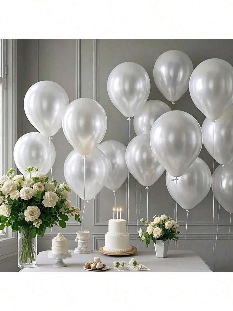 25pcs, Pearl White Balloon Set, Very Suitable For Birthdays, Weddings, Valentine's Day, Thanksgiving, Mother's Day, Halloween, Christmas, New Year, Opening Ceremony, Graduation Season, House Decoration, Balloon Arrangement, Balloon Party, Photography Posing Props, Check-In Photo Atmosphere Background, Photo Ornaments And Still Life Decoration. - Pearl White - View 7