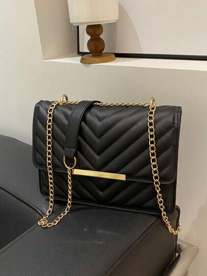 Túi đeo chéo nhỏ gọn, kiểu dáng thường ngày dành cho nữ, mẫu mới về, túi đeo vai vuông có nắp gập với dây xích thời trang, chất liệu da PU cao cấp.