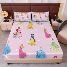 Disney Juego de sábanas de 3 piezas Disney, 1 sábana ajustable, 2 fundas de almohada (sin núcleo) del personaje Stitch, elegante, suave y cómodo, adecuado para dormitorios familiares, habitaciones de invitados, universal para todas las estaciones