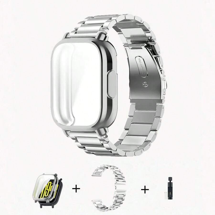 1pc Stainless Steel Band+Case For Redmi Watch 5 Active, Magnetic Buckle Steel Strap +Tpu Protective Case Smart Watch Band