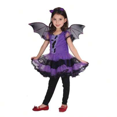Children's Female Halloween Witch COS Costume Party Funny Dress Up Princess Dress Girl Performance Costume 3-12 Years Old