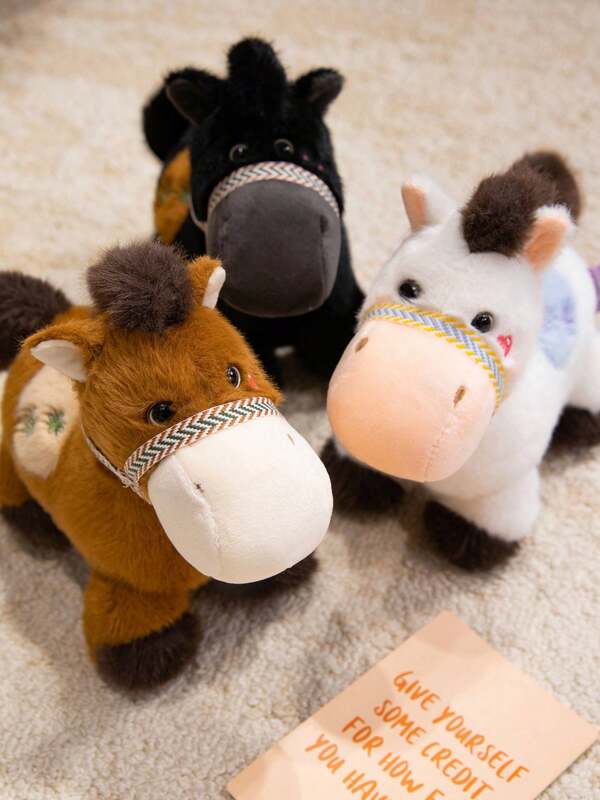 Juguete de peluche de caballo adorable de 23cm, mascota de la suerte del Año Nuevo, poni relleno suave, animal zodiacal kawaii, regalo de cumpleaños o Navidad para niños y coleccionistas, decoración del hogar