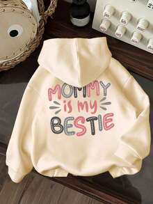 Young Girls Letter Print Warm Hoodie Sweatshirt