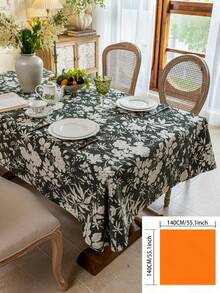 1 件美式乡村复古风格桌布，绿色花卉提花设计，长方形餐桌、茶几、电视柜罩，适合节日、派对、婚礼、家居和宿舍装饰 - 墨綠色 - 查看 12