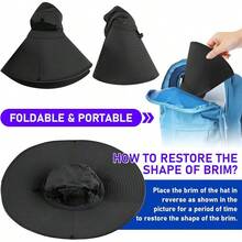 ALANGDUO - Sombreros para el sol de cabeza grande y ala súper ancha para hombres, talla XXL, gran sombrero de pesca para safari, jardinería, senderismo - Negro - - Ver 4
