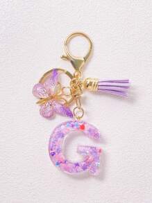 Alphabet Initial Letter Keychain Cute Butterfly Key Chain Ring Purse Bag Backpack Charm Earbud Case Cover Accessories Women Girls Gift Car Accessories Goth Y2k