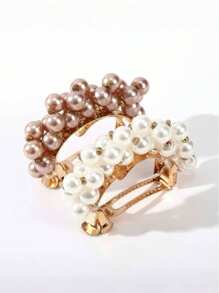 2pcs Rounded Pearl Spring Hairpins Are A Focal Point For Formal Occasions Such As Dinner Parties And Weddings, School Stuff
