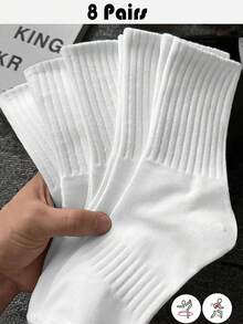 1/3/5/8/10/15/20 Đôi tất thể thao yoga trơn màu trơn có gân cao đến bắp chân dành cho cặp đôi, mọi mùa, mùa thu - trắng - Xem 10