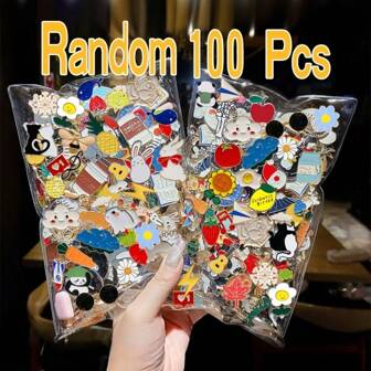 1 Pc-10pcs-30pcs-50pcs-100pcs Cartoon Charm Brooch Set - Fashionable Gothic & Vintage Punk Enamel Pins For Shirts, Bags, And Jackets - Zinc Alloy Corsage Badges, Perfect For Casual Attire & Parties