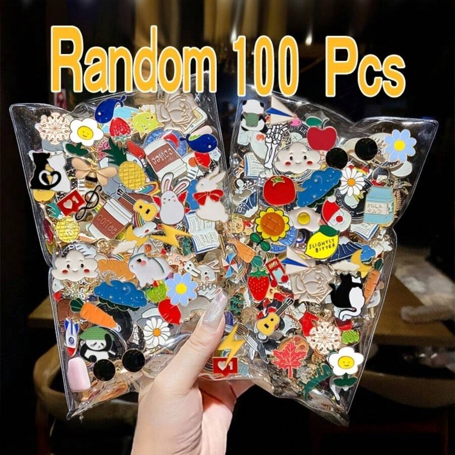 1枚/10枚/30枚/50枚/100枚卡通魅力胸针套装 - 哥特复古朋克珐琅徽章，可别在衬衫、包包和外套上 - 锌合金徽章胸针，休闲装扮和派对的完美之选 - 胸針 - 查看 1