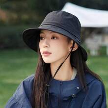 1pc Women Outdoor Hiking Hat, 4-Season Fisherman Sun Hat, UV Protection Sun Visor (Needs Manual String Tying) - A - View 2