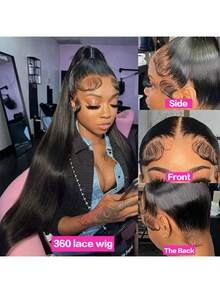 MYLOCKME 34 36 Inch Invisible Strap 360 Full Lace Frontal Straight Drawstring Wigs Human Hair 200% Density Wear And Go 6x4 9x6 5x5 Pre Plucked Pre Cut Lace Glueless Wigs For Women 13x4 13x6 Transparent Lace Front Brazilian Virgin Human Hair Wig Natural Black - Natural Black - View 9