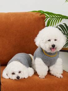 UFBemo UFBemo Gray Pet Sweater, Cute, Warm, Thick, Casual Minimalist Style, Contrast Color Design, High-Grade Gray, Suitable For Cats And Small Dogs In Autumn/Winter