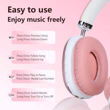 Gerripuer 可折叠无线游戏耳机，立体声耳机，长续航头戴式耳机，适合游戏、听音乐、日常使用、旅行、健身或户外活动、工作或学习，也是一份很棒的礼物。 - 粉色 - 查看 8