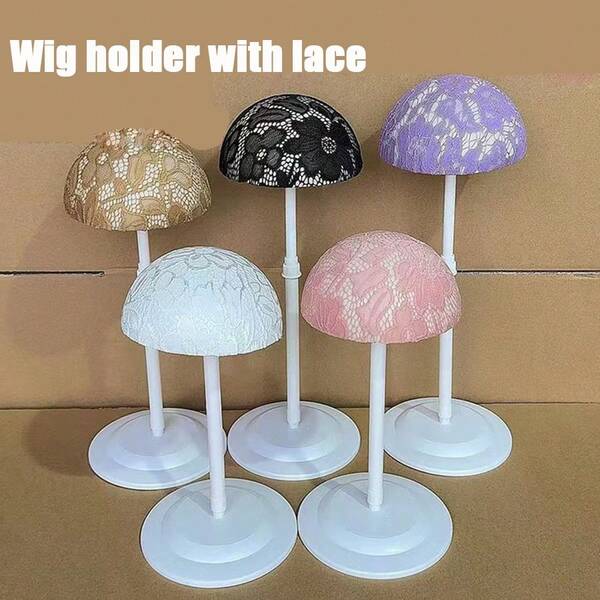 1Pc Adjustable Height Wig Stand, Portable Wig Head Holder Tools Hat Display, Non-Slip Wig Stand For Women