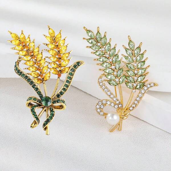 1pc Wheat Spike Design Elegant Casual Zinc Alloy Ladies' High-End Brooch, Suitable For Coats, Jackets, Bags, Hats Everyday And Formal Occasions, Autumn/Winter