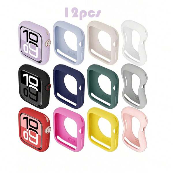 12 piezas Funda de reloj de silicona púrpura linda, apta para 40/41/44/45/49/S10 42/S10 46mm, apta para Apple Watch Ultra/SE10/9/8/7/6/5/4/
