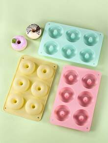 1个硅胶甜甜圈模具，马卡龙色6孔圆形甜甜圈烤盘，DIY烘焙模具，空心蛋糕模具，面包烤盘，不粘硅胶甜甜圈烤盘，巧克力蛋糕甜甜圈，姜饼甜甜圈，硅胶甜甜圈烤盘，硅胶材质，不粘模具，易于脱模，适用于自制蛋糕 - 彩色 - 查看 2
