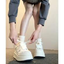 Women Skateboarding Shoes - 米白色 [厚底6cm] - 查看 8