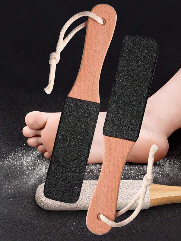 1 Stück/2 Stücke Professionelles Pediküre-Werkzeug für Männer und Frauen - Natürlicher Buchenholz Hornhautentferner mit Bimsstein Fersendatei & Reinigungsbürste - Sommergeschenk für weiche, glatte Füße zu Hause