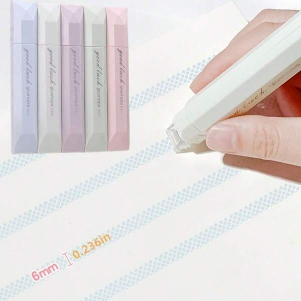 4pcs Gradient Color Glue Tape, Pen Type Double Sided Adhesive Dot Tape Roller Dispenser Runner, For Memo Diary Craft DIY Handwork Scrapbook Tape, Student Back To School Office
