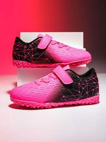 1 Pair Of Children's PU Leather Wear-Resistant, Broken Nail Anti Slip Professional Children's Football Shoes Suitable For Daily Exercise In All Seasons - Pink - View 4