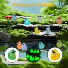 40 件迷你鸭子和发光小动物雕像，迷你鸭子 10 种款式 40 件迷你树脂鸭子可爱夜光顶饰小鸭子，DIY 花园景观装饰，盆栽装饰，办公桌面装饰