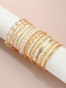 8 Stücke & eleganter Metallarmband-Set mit verschiedenen Elementen wie Perlen, Herzen, Schmetterlingen, Unendlichkeit, Strass, personalisiertes delikates süßes mehrschichtiges Armband, ideal als Geschenk für Freunde, Familie, Geliebte, Feiertage, Partys, Alltagsgebrauch, Jahrestag